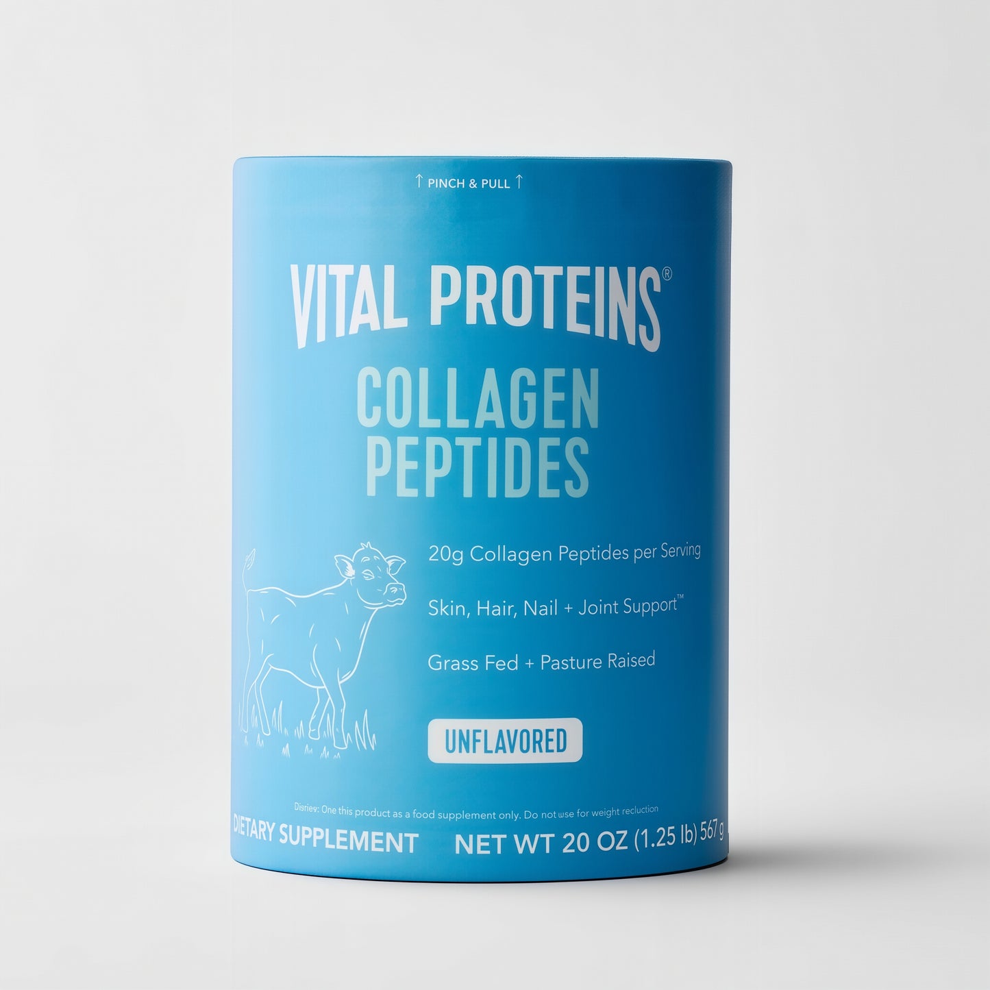 Vital Collagen Proteins Grass Fed Peptides Unflavored Powder 20oz